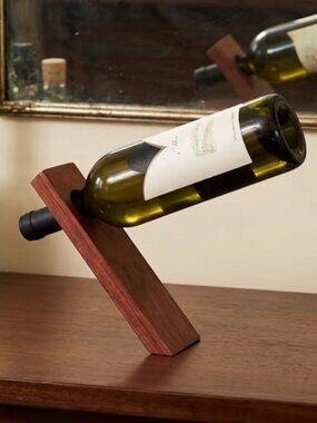 Wood Wine Bottle Holder Gravity Defying Novelty by Inova Vintage *no bottle*